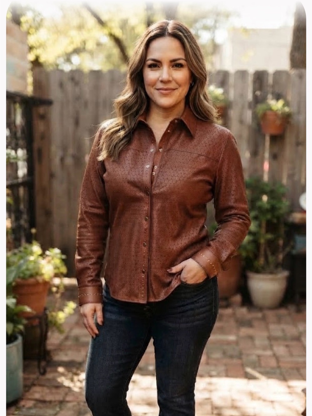NWT Luxury Cuadra Brown Perforated Ovine Leather Jacket Size XXL